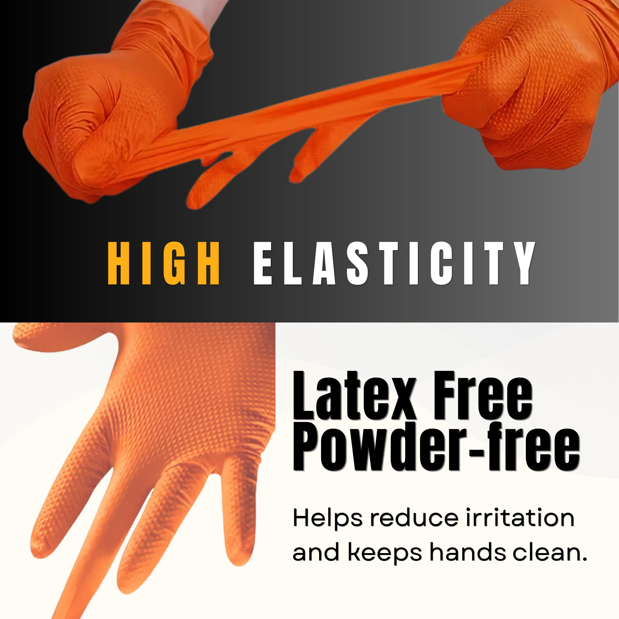 Orange Nitrile Gloves 8 Mil – Heavy Duty Industrial Disposable Gloves with Torque Grip Texture, Powder-Free, Latex-Free (100 Count)