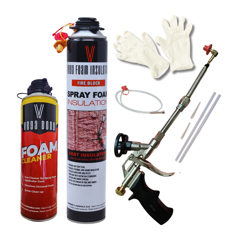 Fire Block Spray Foam Insulation Kit. Closed Cell Foam Thermal and Sound Insulation. Covers up to 20 sqft at 1 inch per Canister.