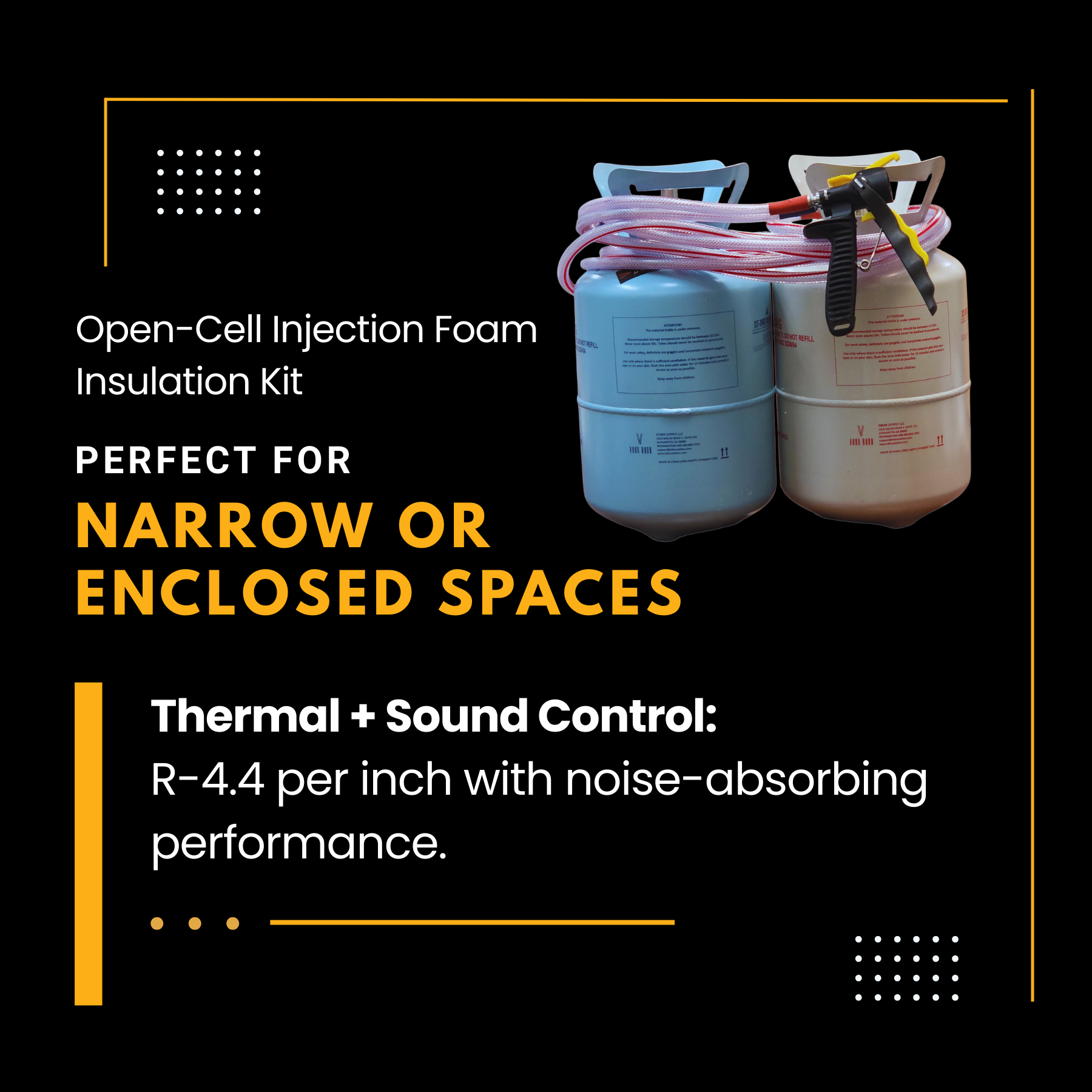 Open-Cell Injection Foam Kit – Retrofit Wall Cavity Insulation (35 cu.ft., Slow-Rise, Green Foam)