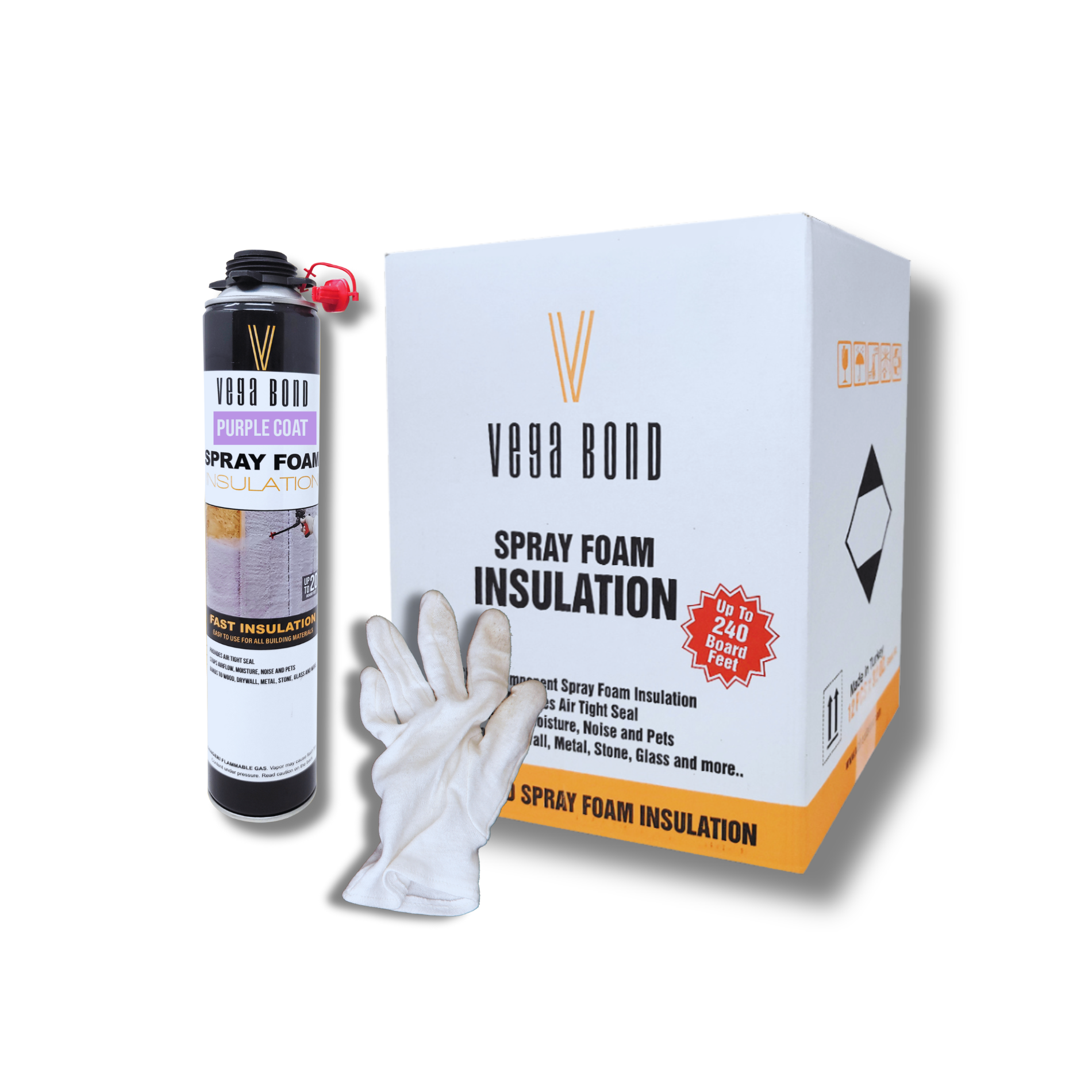 Vega Bond Purplecoat Single Component Closed Cell Spray Foam Insulation Kit (Covers 20 Board Feet Per Can at 1 inch thickness)