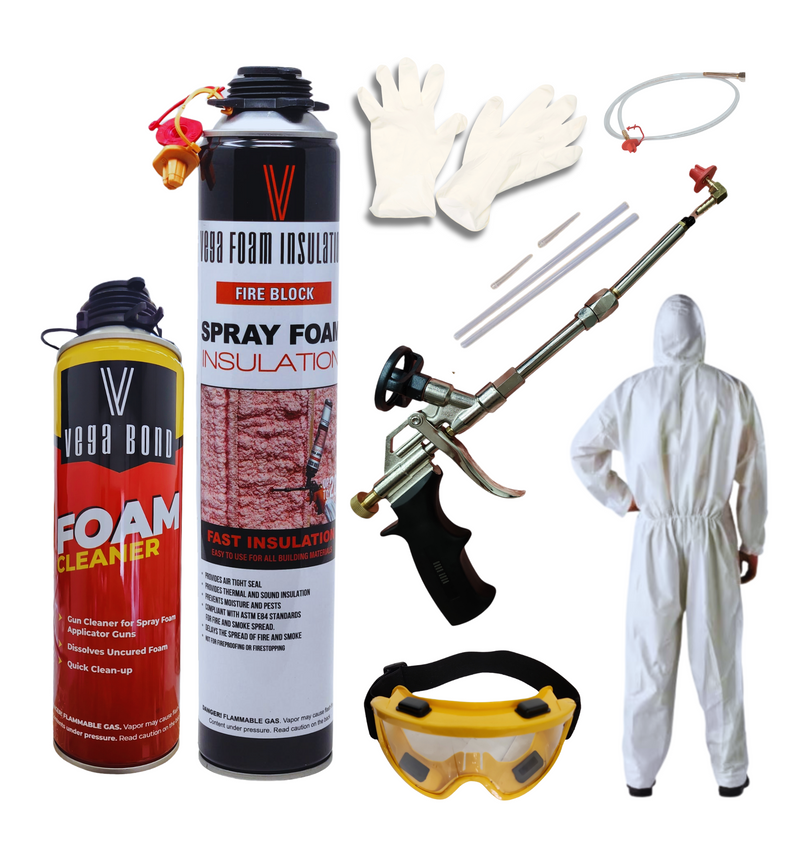 Fire Block Spray Foam Insulation Kit. Closed Cell Foam Thermal and Sound Insulation. Covers up to 20 sqft at 1 inch per Canister.