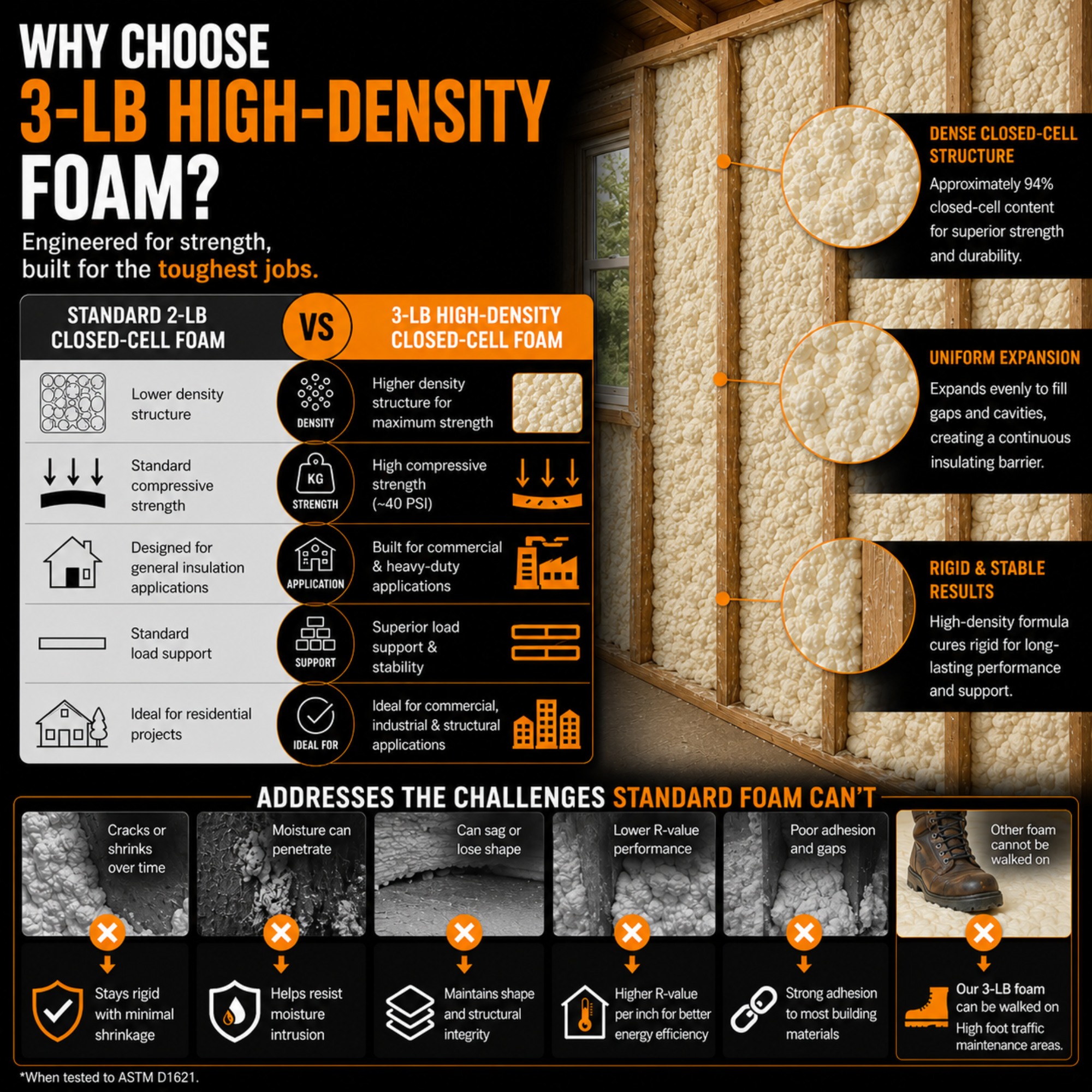 Vega Bond 3-lbs High Density 2 part Spray Foam Insulation Heavy Duty Covers 130 SF at 1 inch