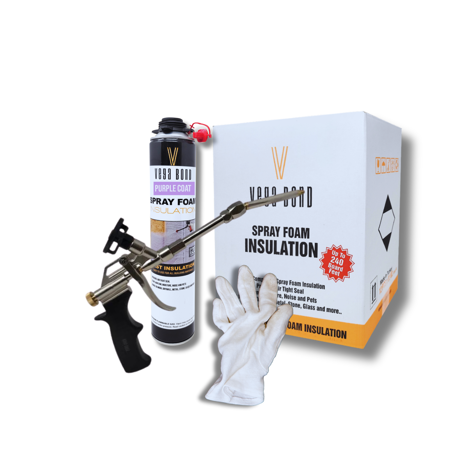 Vega Bond Purplecoat Single Component Closed Cell Spray Foam Insulation Kit (Covers 20 Board Feet Per Can at 1 inch thickness)