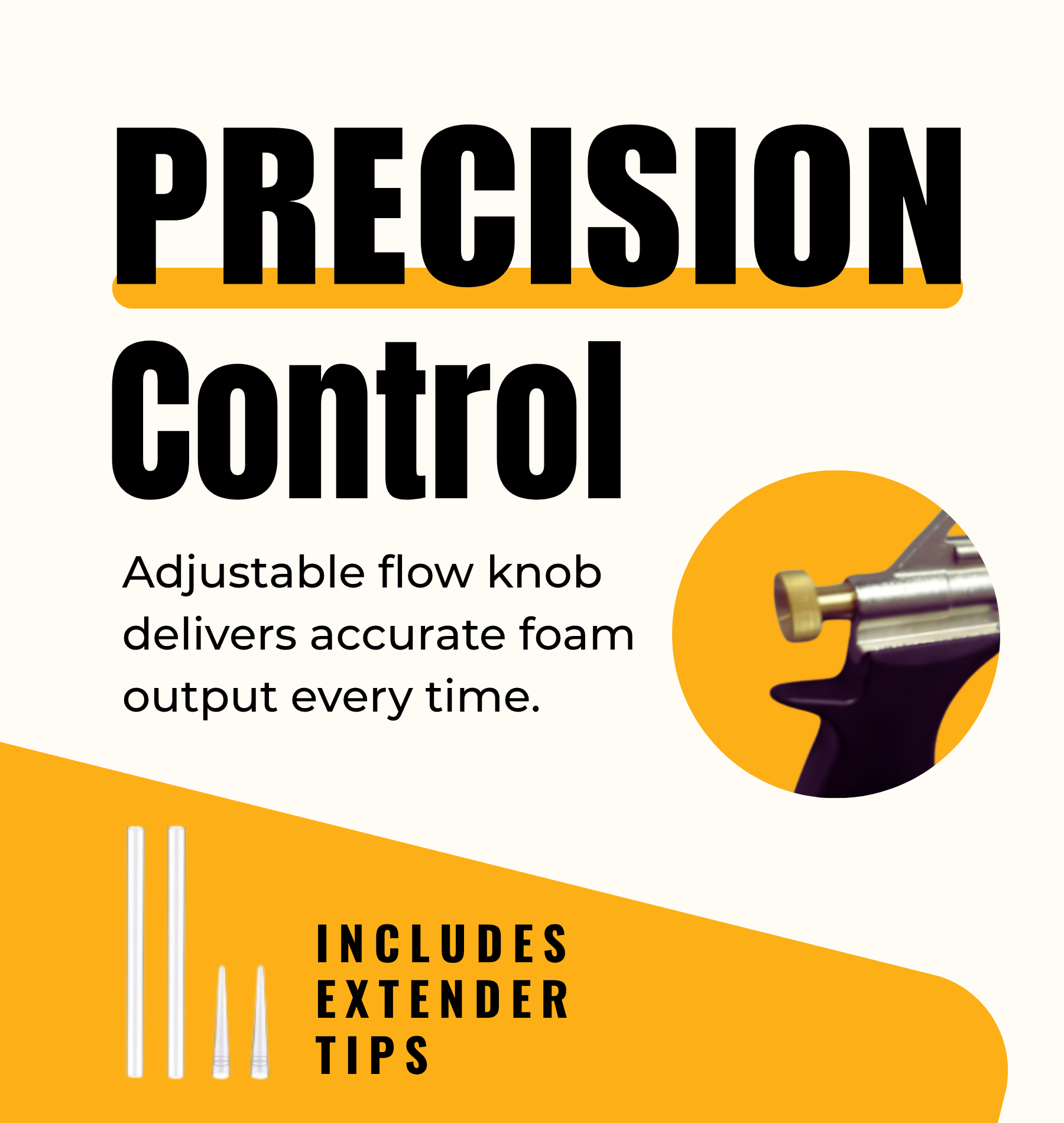 Vega Bond Long Nose Pro-foam Gun for Spray Foam with swivel tip. Works with All Brands. 24 Inches