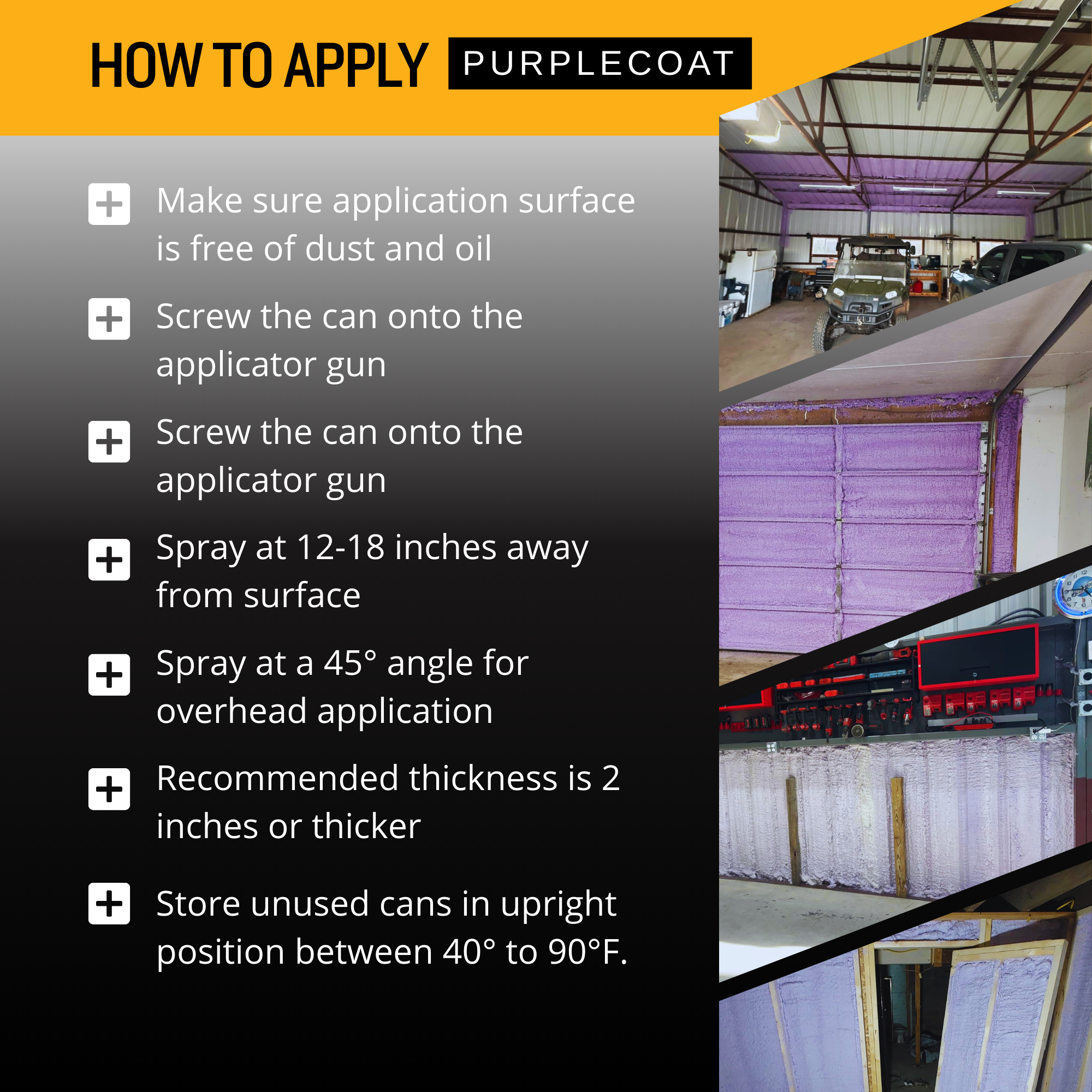 Vega Bond Purplecoat Single Component Closed Cell Spray Foam Insulation Kit (Covers 20 Board Feet Per Can at 1 inch thickness)