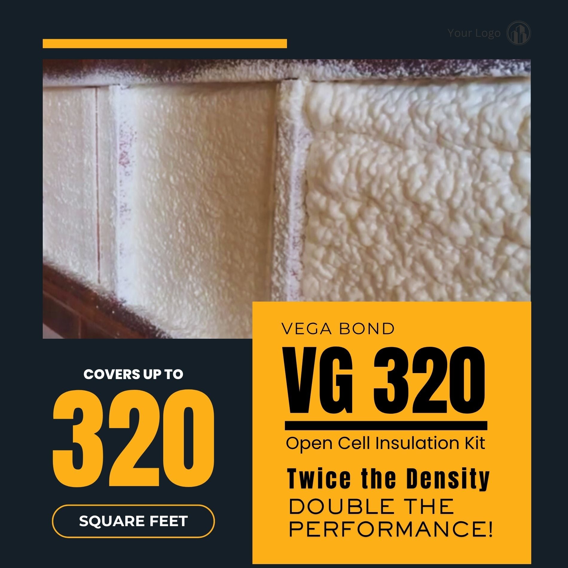 Vega Bond Open Cell Spray Foam Insulation Kit. 2-Part Spray Foam Sealant Kit for Thermal and Sound Insulation Barrier. Coverage 320 to 1100 Sqft