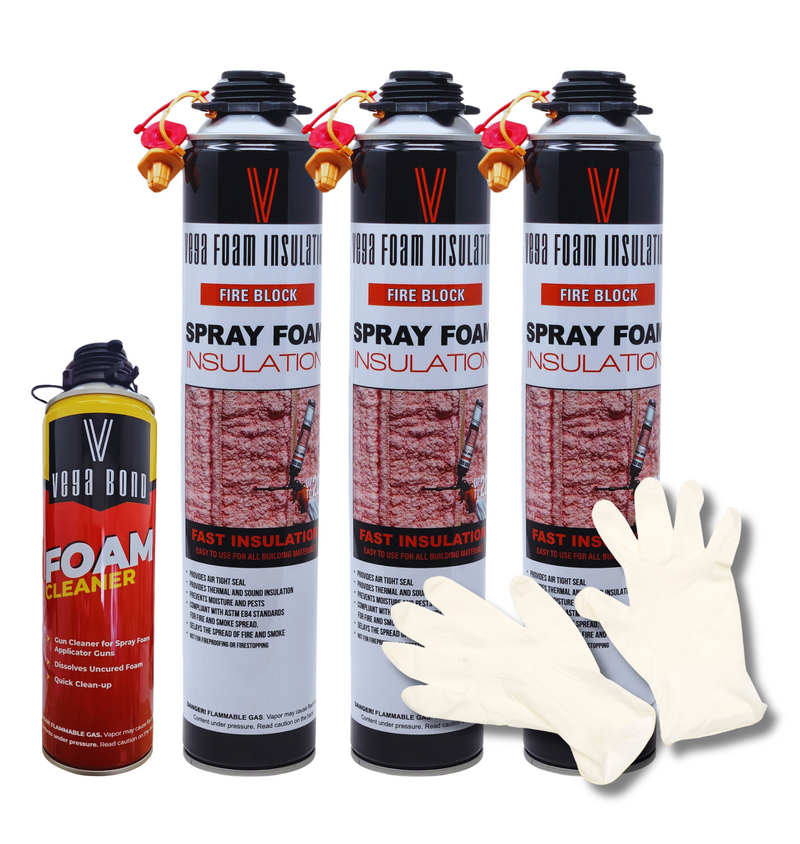 Fire Block Spray Foam Insulation Kit. Closed Cell Foam Thermal and Sound Insulation. Covers up to 20 sqft at 1 inch per Canister.