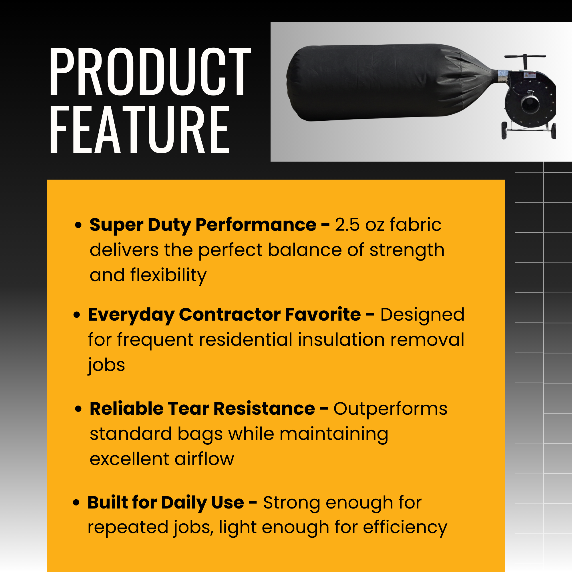 Vega Bond Professional Insulation Removal Vacuum Bags – 75 Cu. Ft. Capacity (4’ x 6’) – Fits All 10” Diameter Hoses – Professional Grade Attic Debris Bags – Available in Maximum, Super, and Heavy Duty