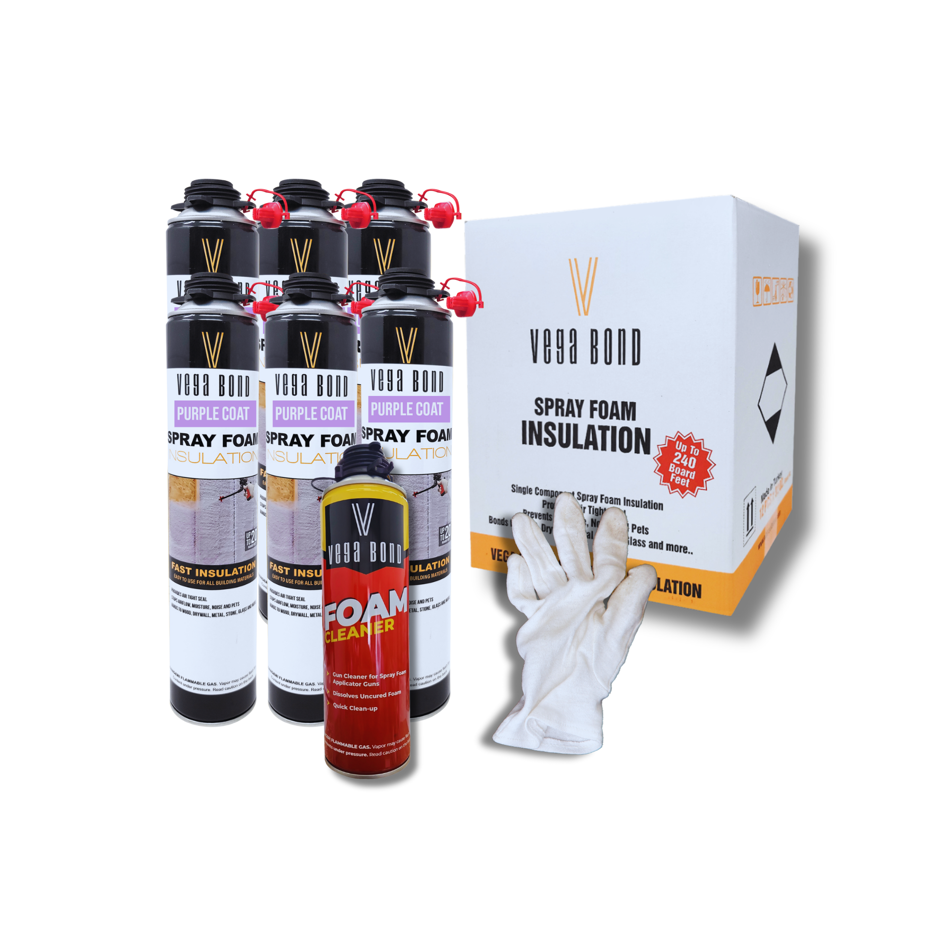 Vega Bond Purplecoat Single Component Closed Cell Spray Foam Insulation Kit (Covers 20 Board Feet Per Can at 1 inch thickness)