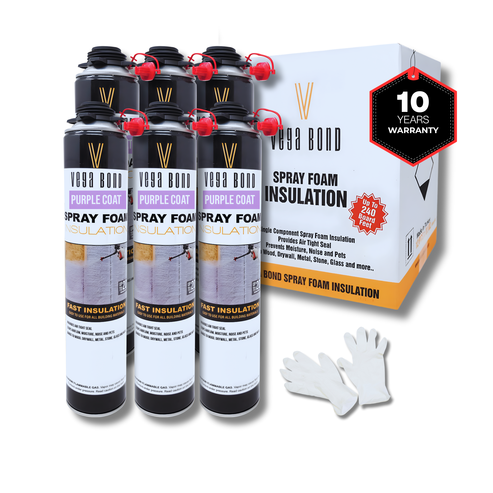 Vega Bond Purplecoat Single Component Closed Cell Spray Foam Insulation Kit (Covers 20 Board Feet Per Can at 1 inch thickness)