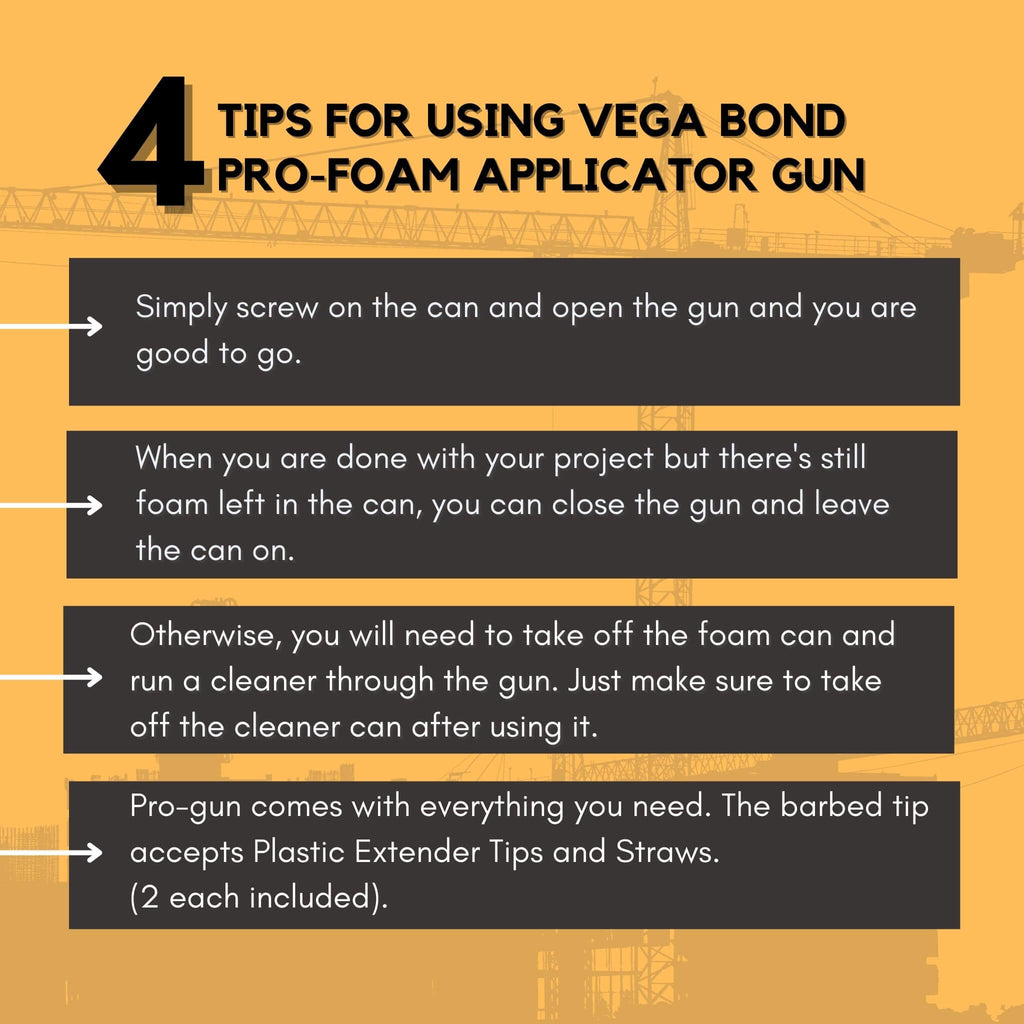 Vega Bond Pro Foam Gun with Swivel Tip for Spray Foam Excellence